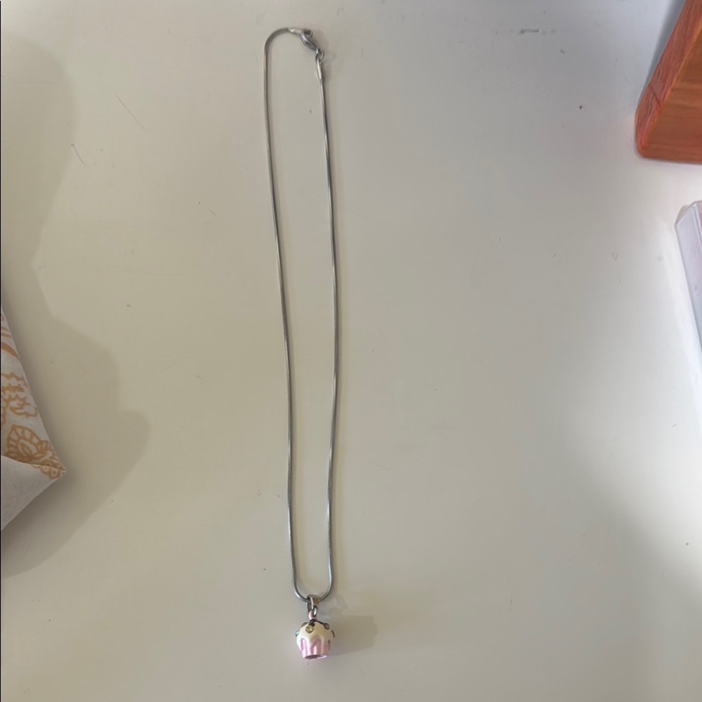 Silver Necklace with Cupcake Pendant